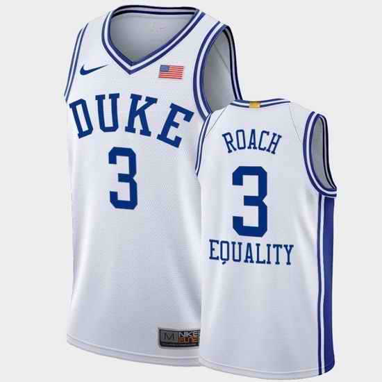 Men Duke Blue Devils Jeremy Roach Equality College Basketball White Blm Social Justice Jersey